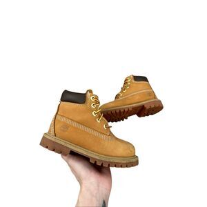Timberland 6" Premium Boot Waterproof Leather Lace Up Wheat Nubuck Kid Toddler 8